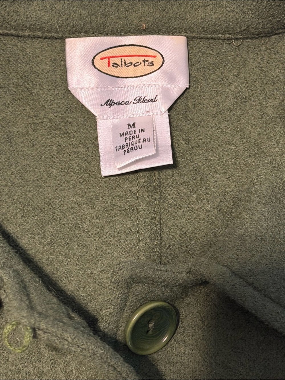 Talbots Olive Green Button-Front Wool Jacket - Picture 3 of 9